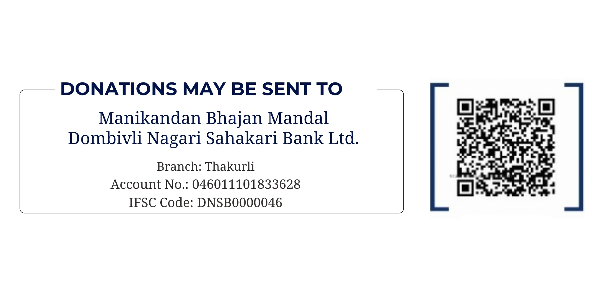 Donation QR Code and Bank Details